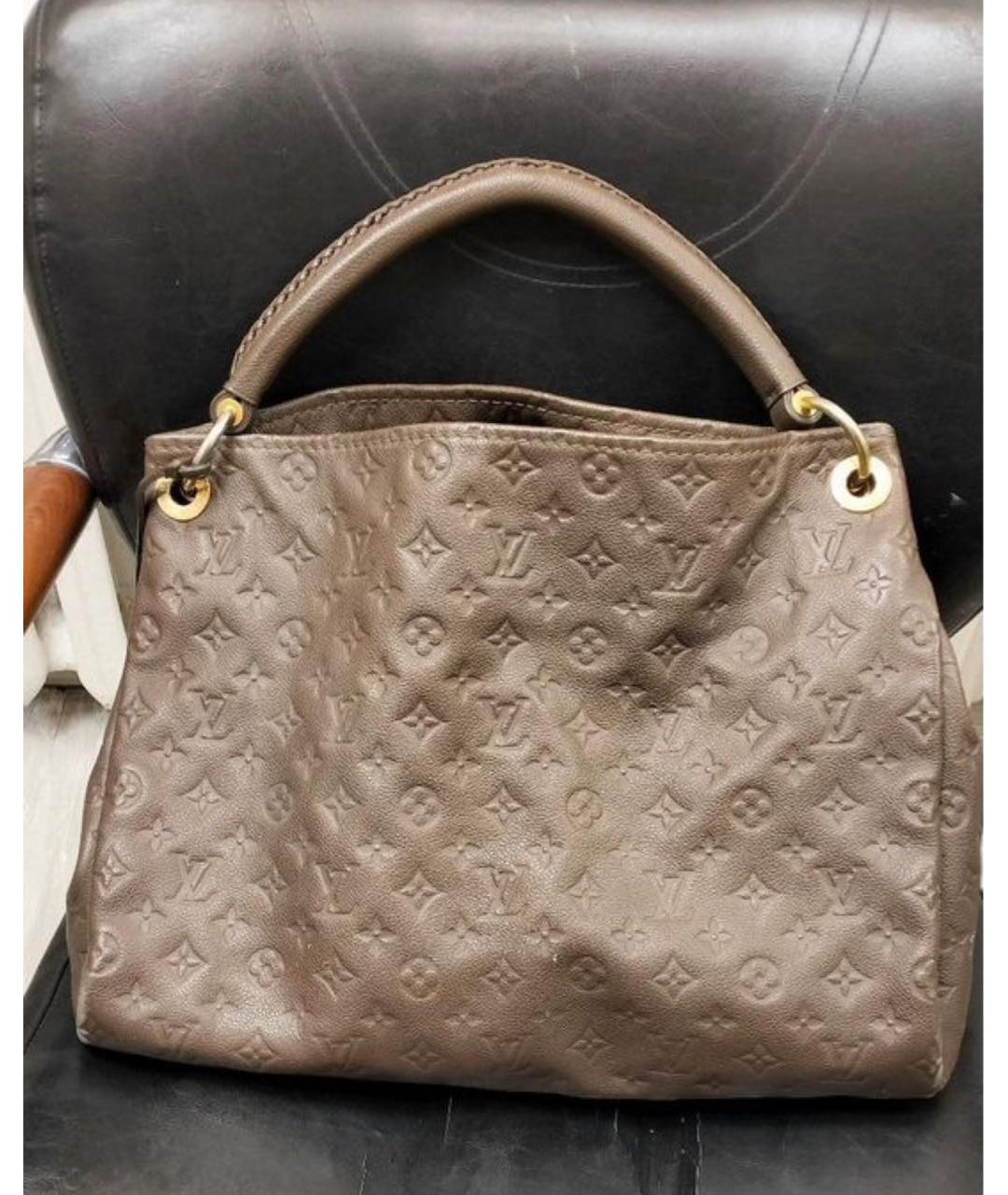 LOUIS VUITTON Коричневая кожаная сумка тоут, фото 9