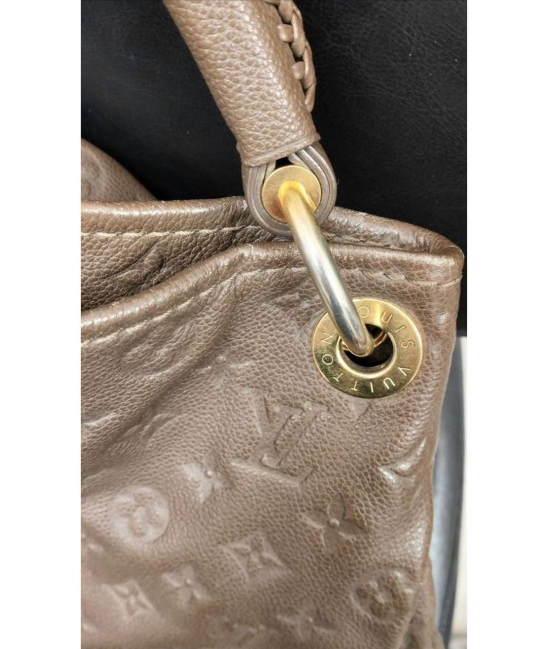 LOUIS VUITTON Коричневая кожаная сумка тоут, фото 3