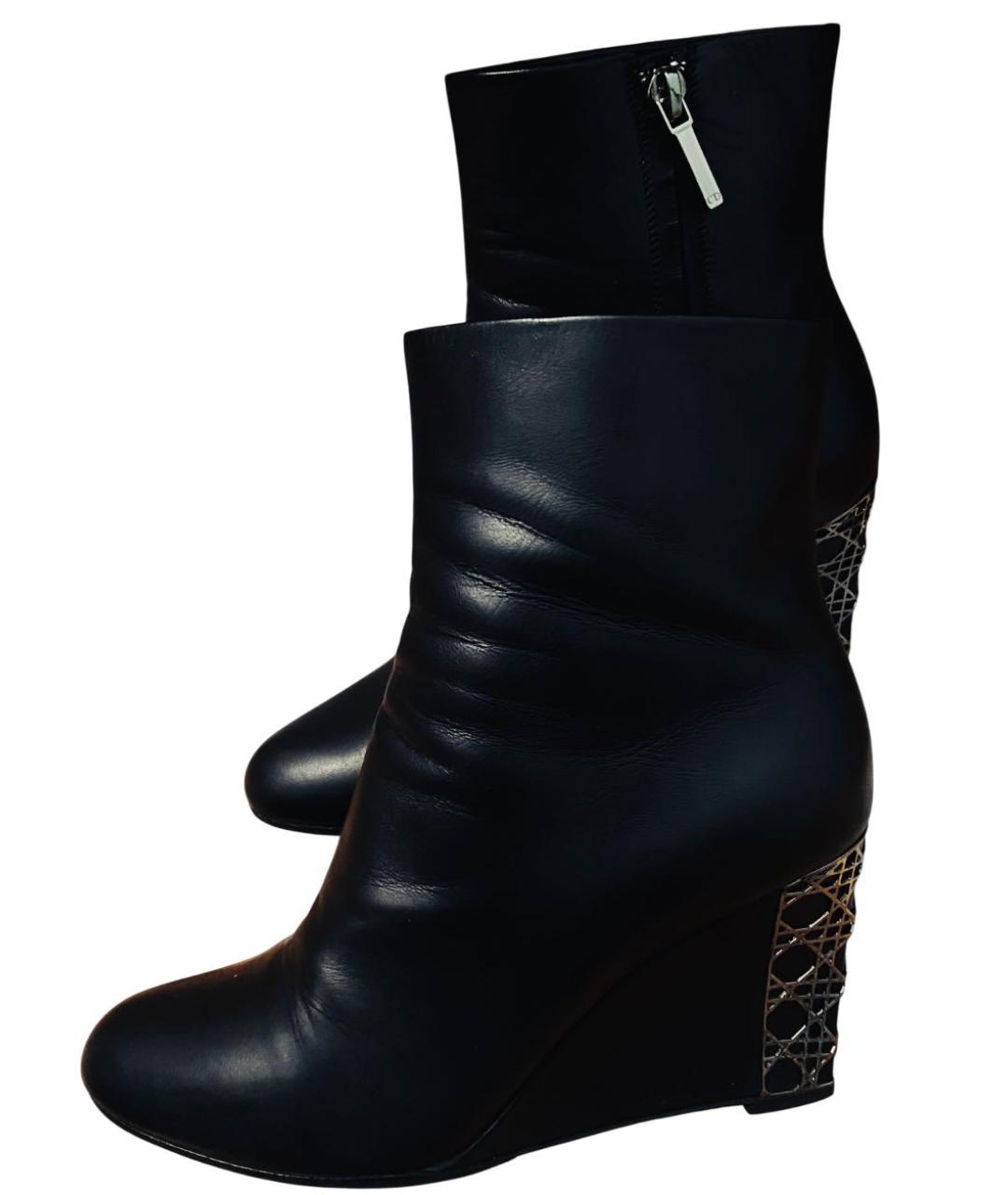 CHRISTIAN DIOR Черные кожаные ботильоны, фото 2