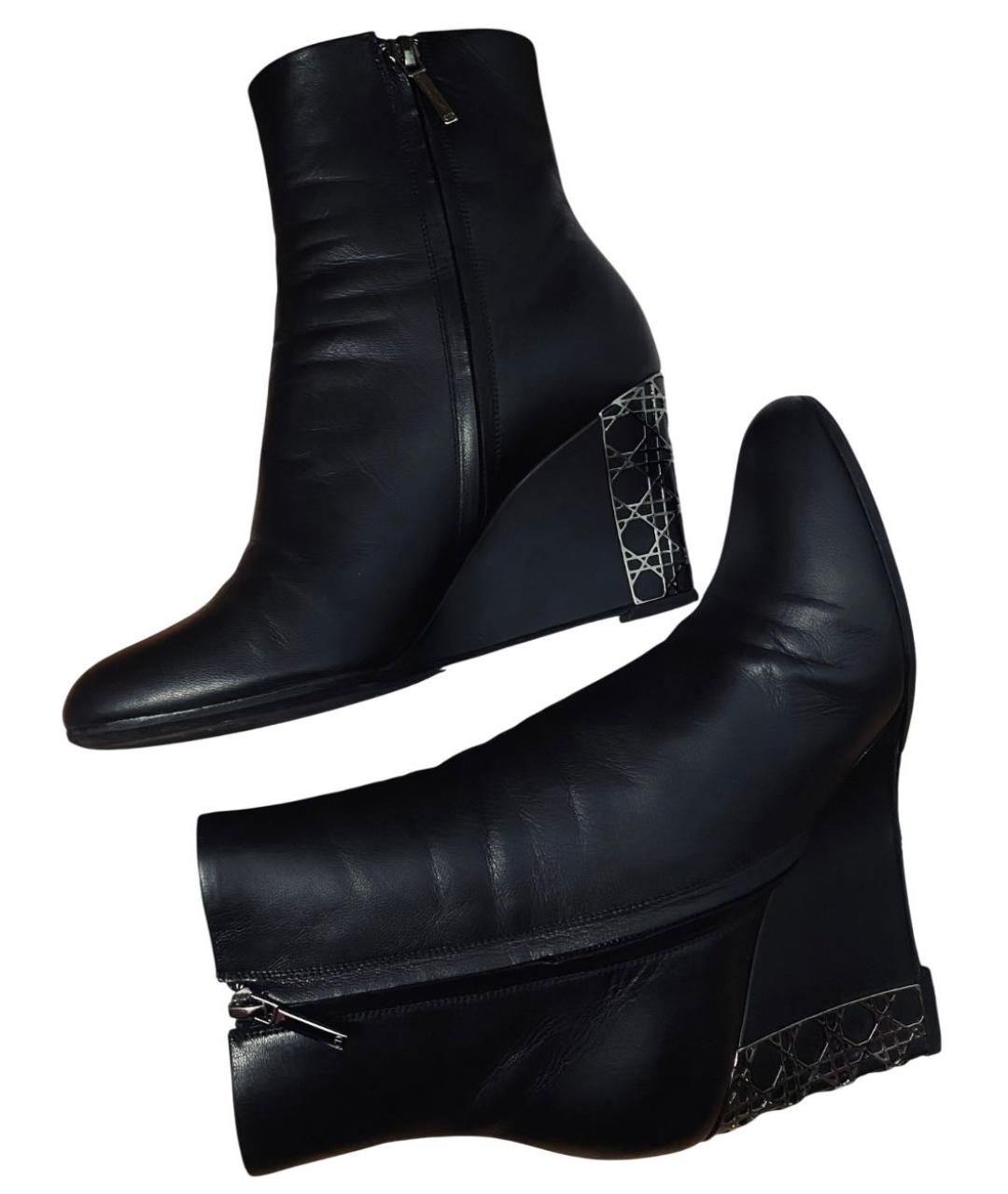 CHRISTIAN DIOR Черные кожаные ботильоны, фото 3