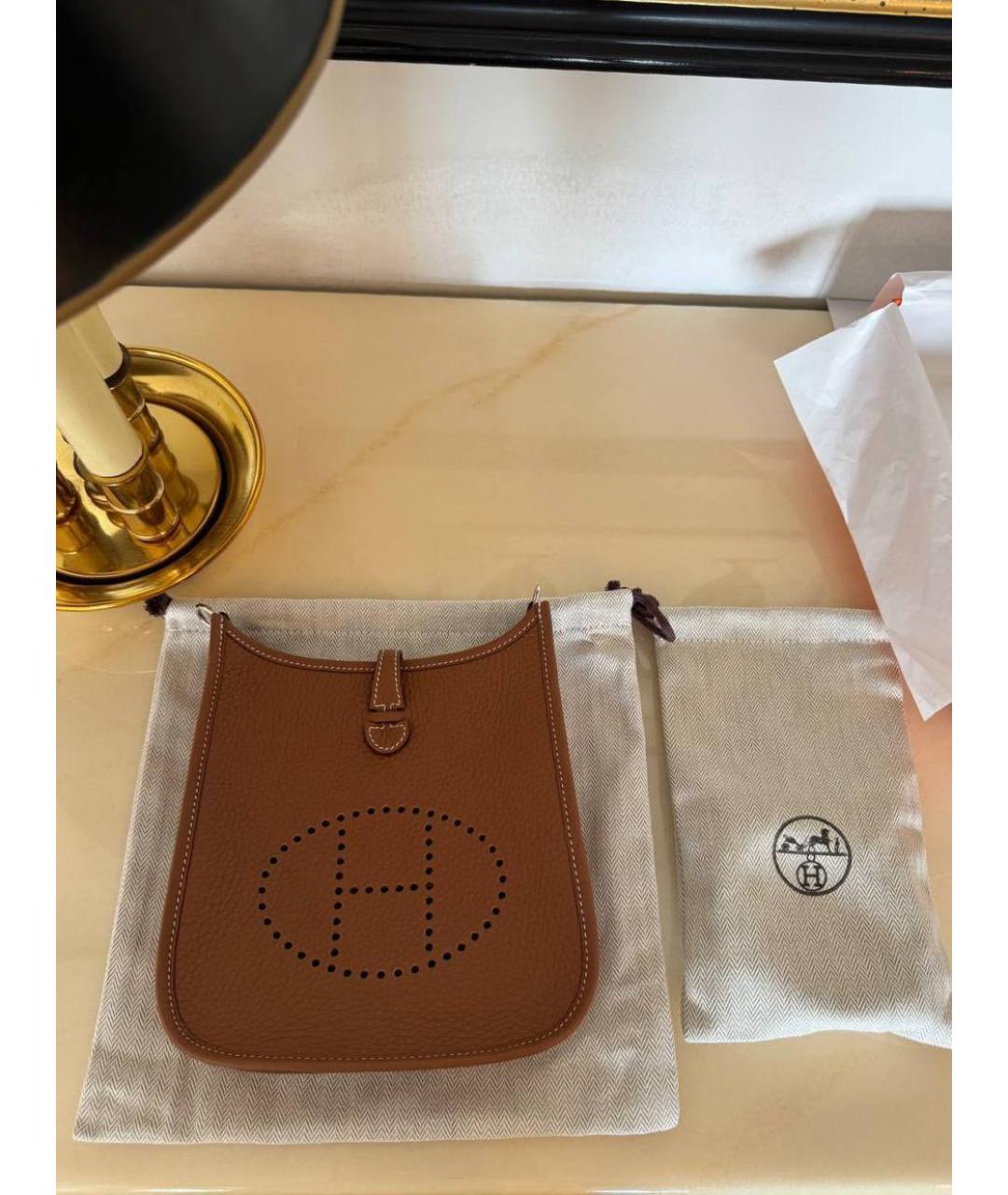 HERMES Коричневая кожаная сумка через плечо, фото 4