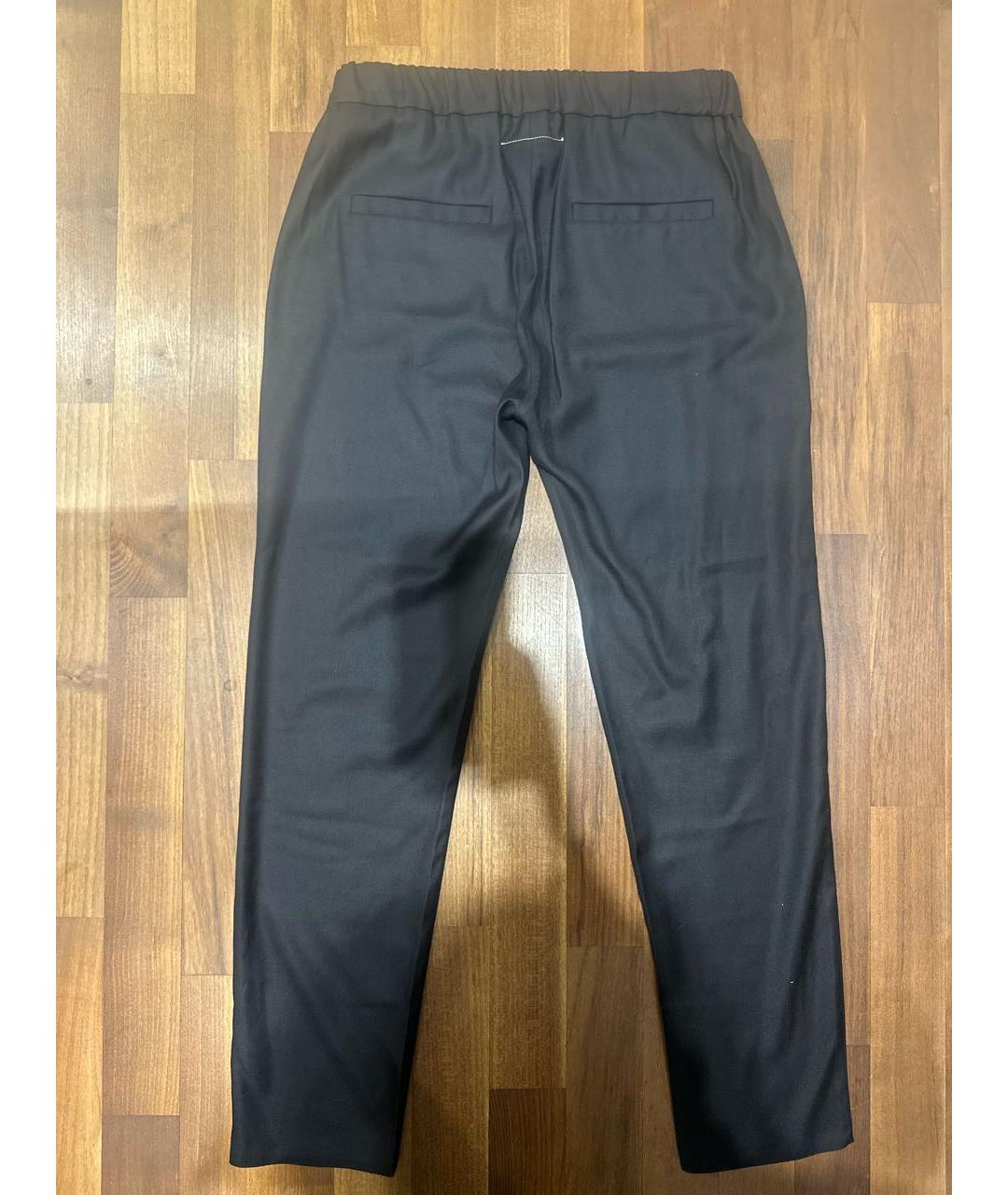 MM6 MAISON MARGIELA Черные шерстяные прямые брюки, фото 2