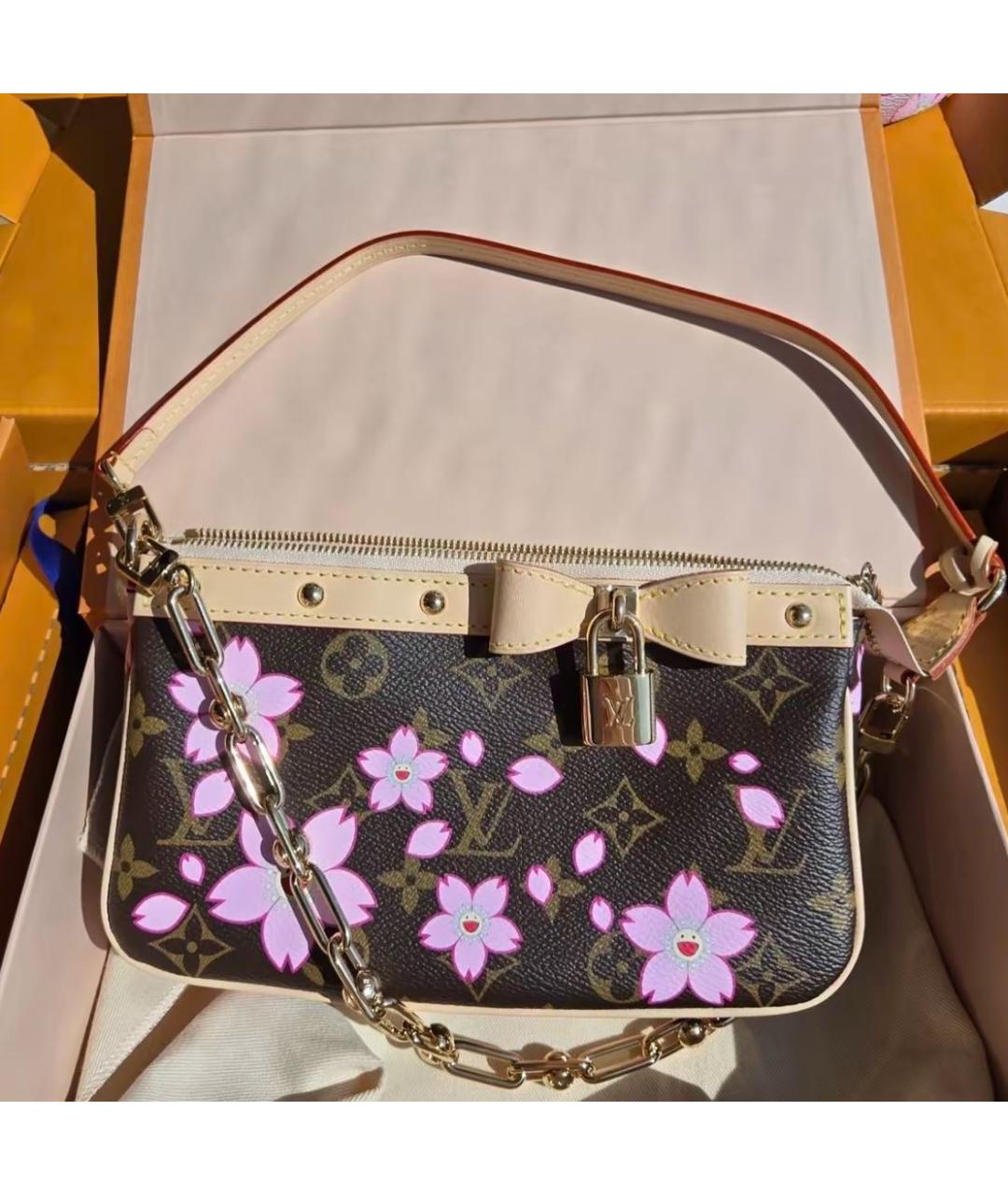 LOUIS VUITTON Коричневая кожаная сумка через плечо, фото 2