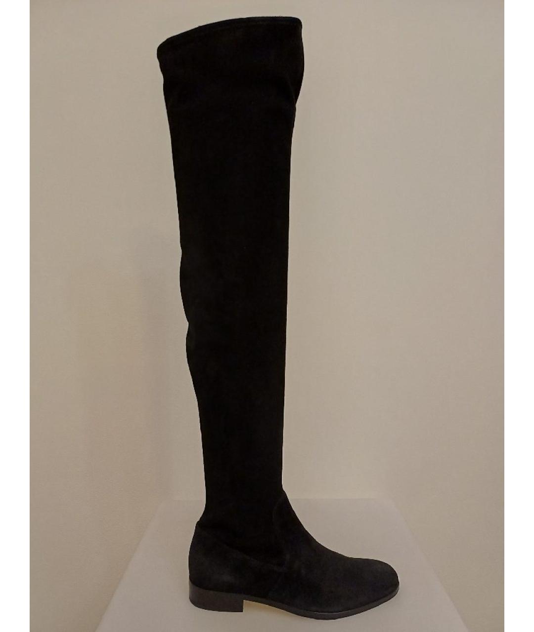 SERGIO ROSSI Черные замшевые ботфорты, фото 9