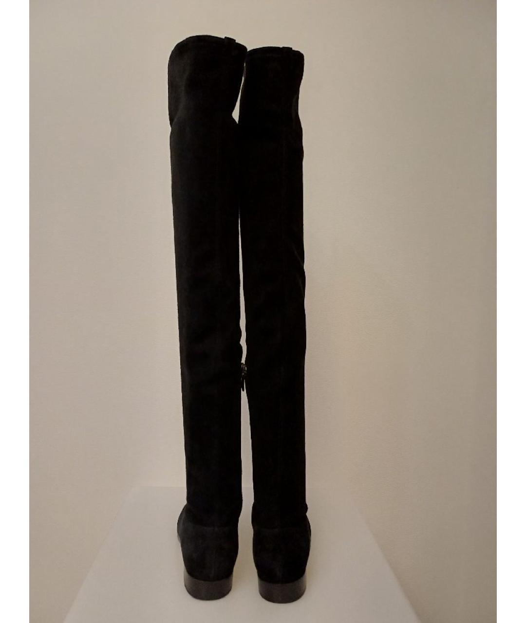 SERGIO ROSSI Черные замшевые ботфорты, фото 7