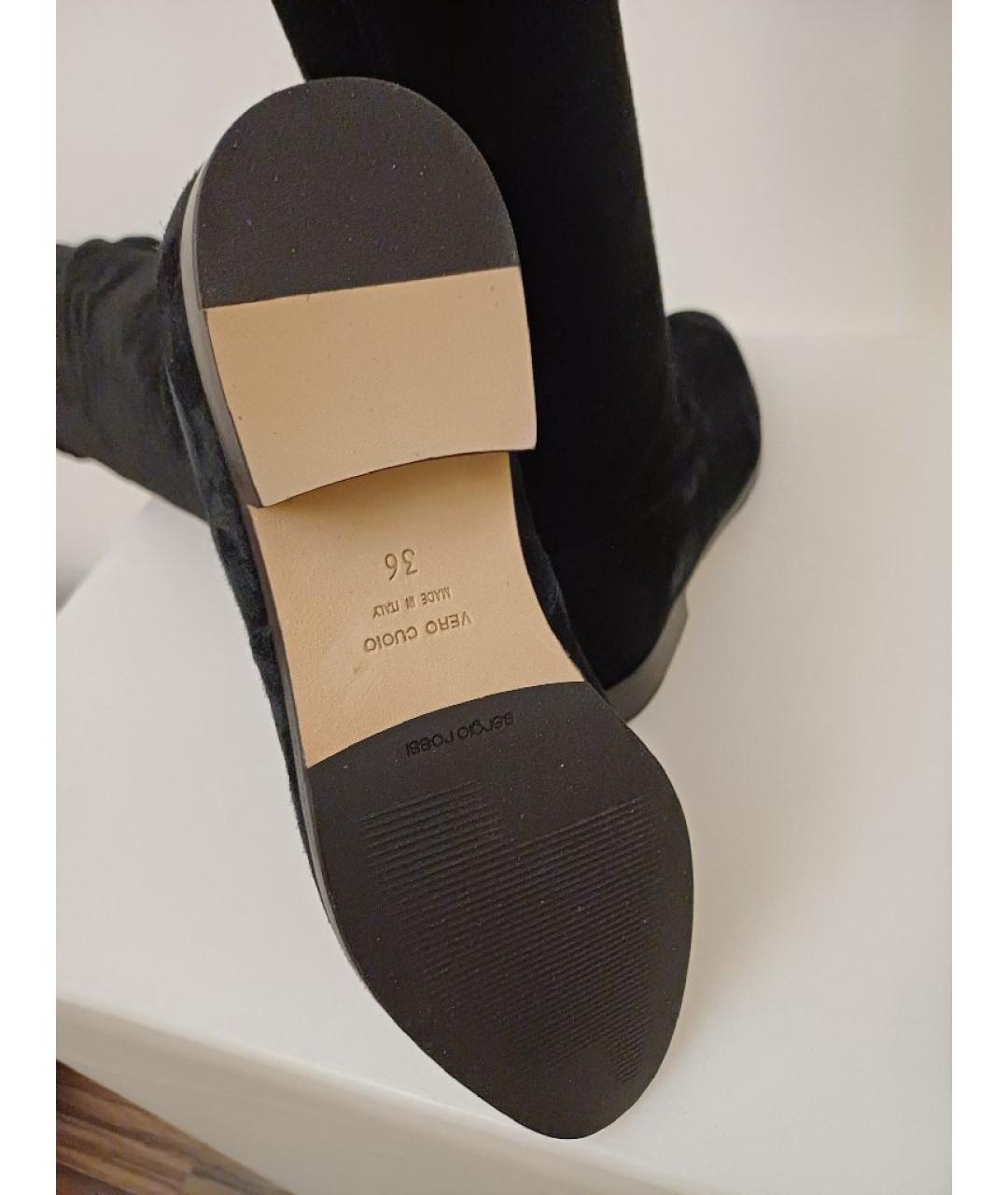 SERGIO ROSSI Черные замшевые ботфорты, фото 8