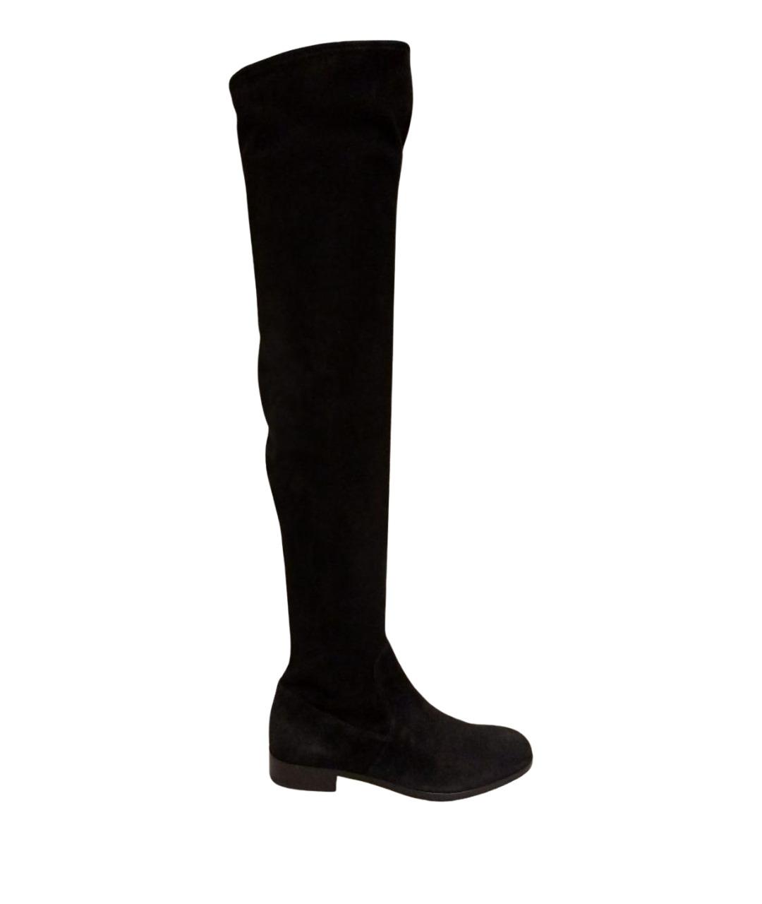 SERGIO ROSSI Черные замшевые ботфорты, фото 1