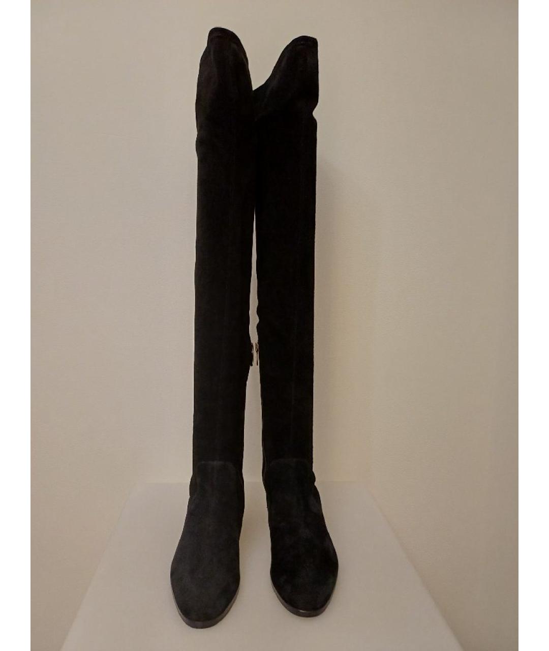 SERGIO ROSSI Черные замшевые ботфорты, фото 6