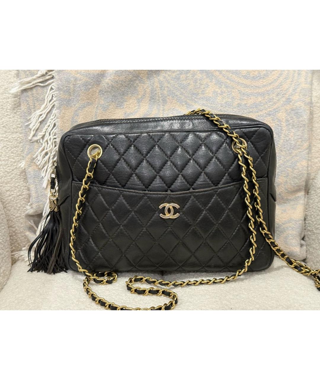 CHANEL Черная кожаная сумка через плечо, фото 9