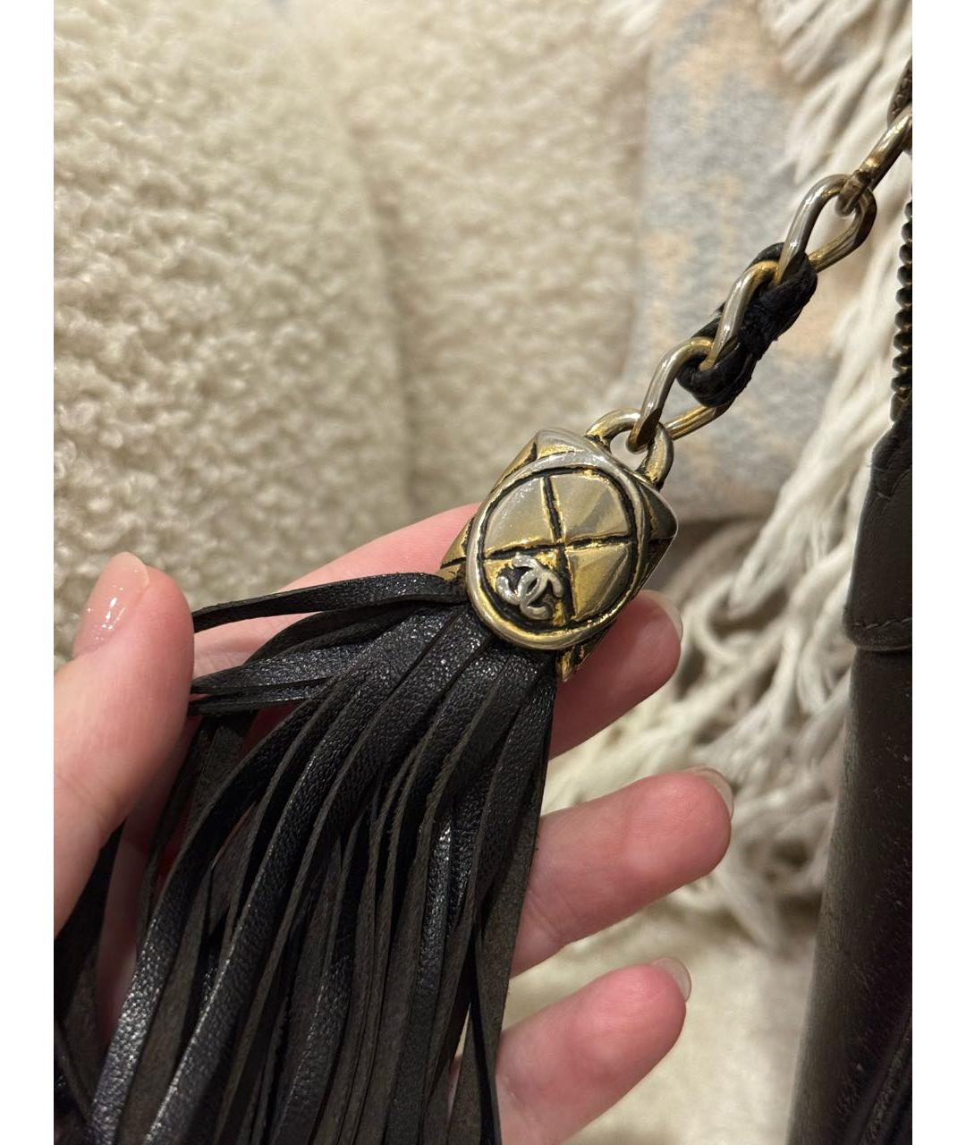 CHANEL Черная кожаная сумка через плечо, фото 8