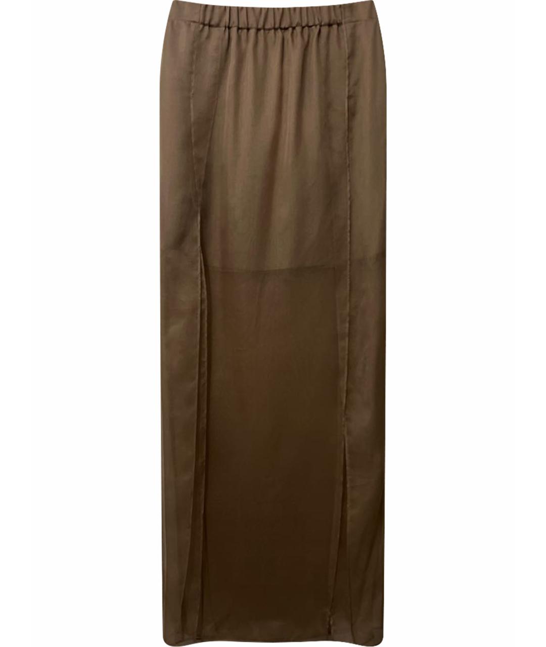 BRUNELLO CUCINELLI Бежевая шелковая юбка макси, фото 1