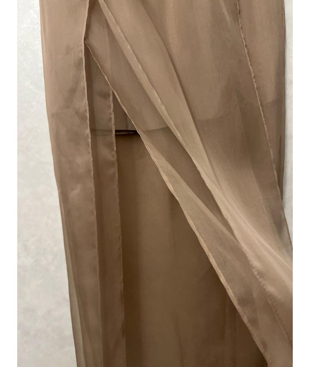 BRUNELLO CUCINELLI Бежевая шелковая юбка макси, фото 2