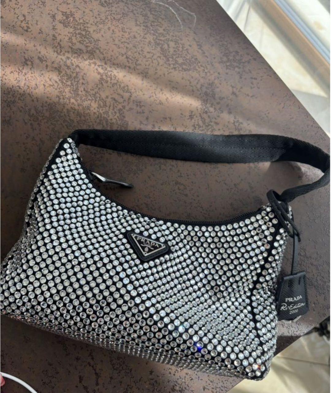 PRADA Черная тканевая сумка с короткими ручками, фото 4