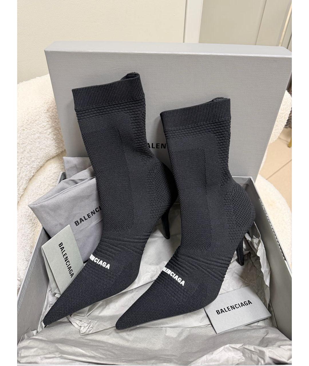 BALENCIAGA Черные текстильные полусапоги, фото 3