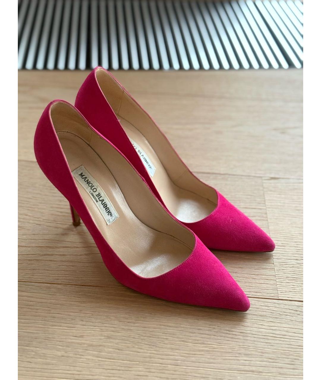 MANOLO BLAHNIK Фуксия замшевые туфли, фото 4
