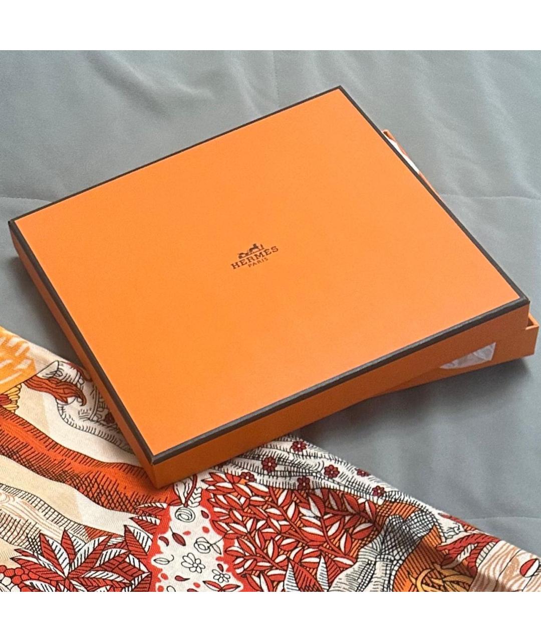 HERMES Оранжевый кашемировый шарф, фото 5