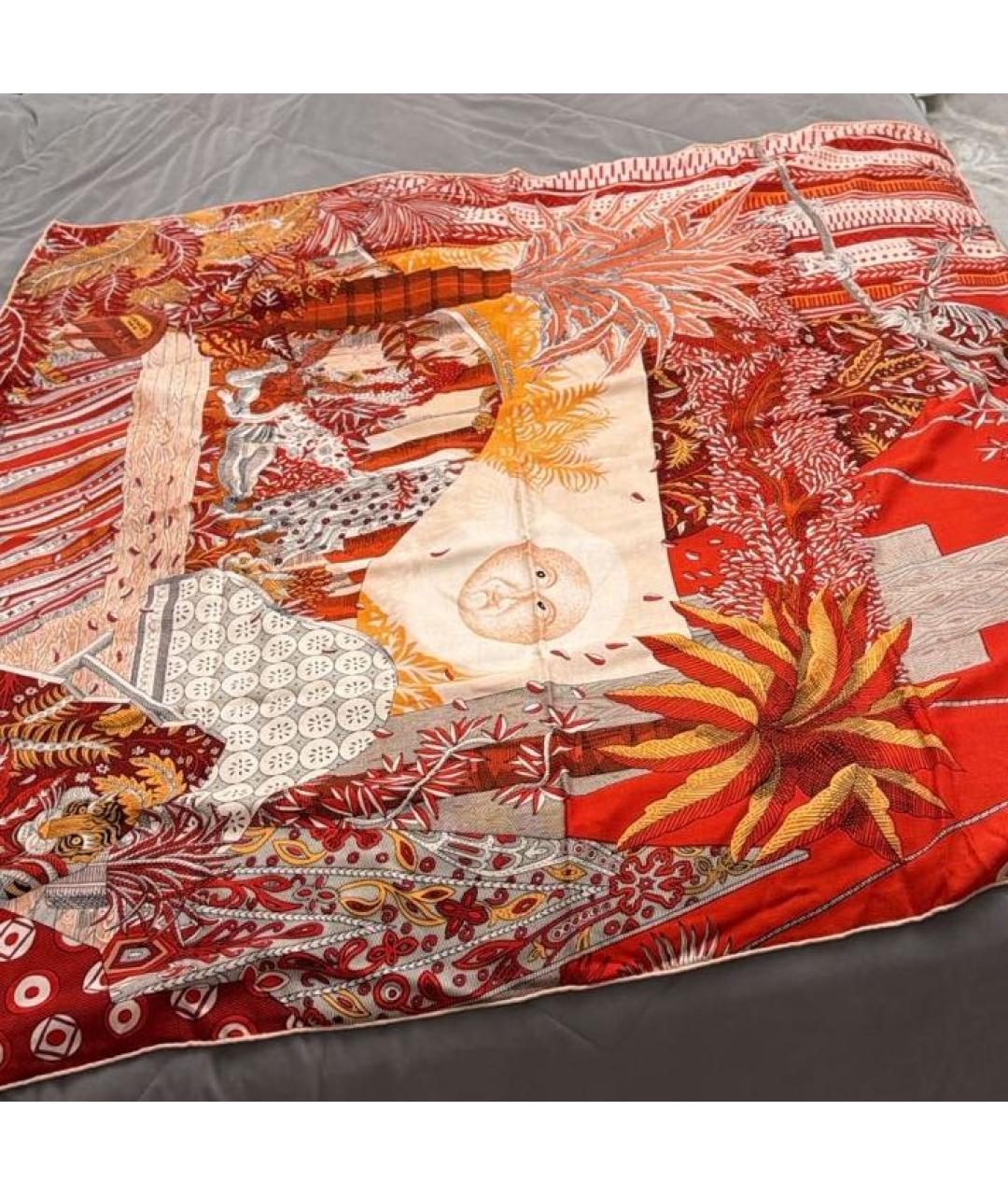 HERMES Оранжевый кашемировый шарф, фото 4