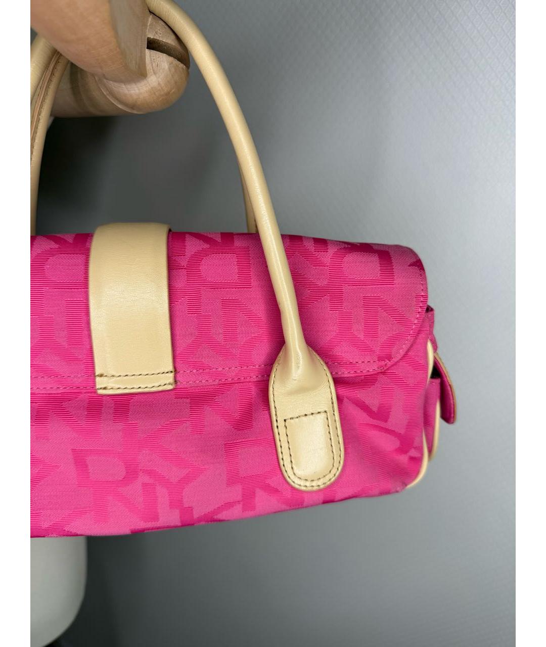 DKNY Розовая тканевая сумка с короткими ручками, фото 6