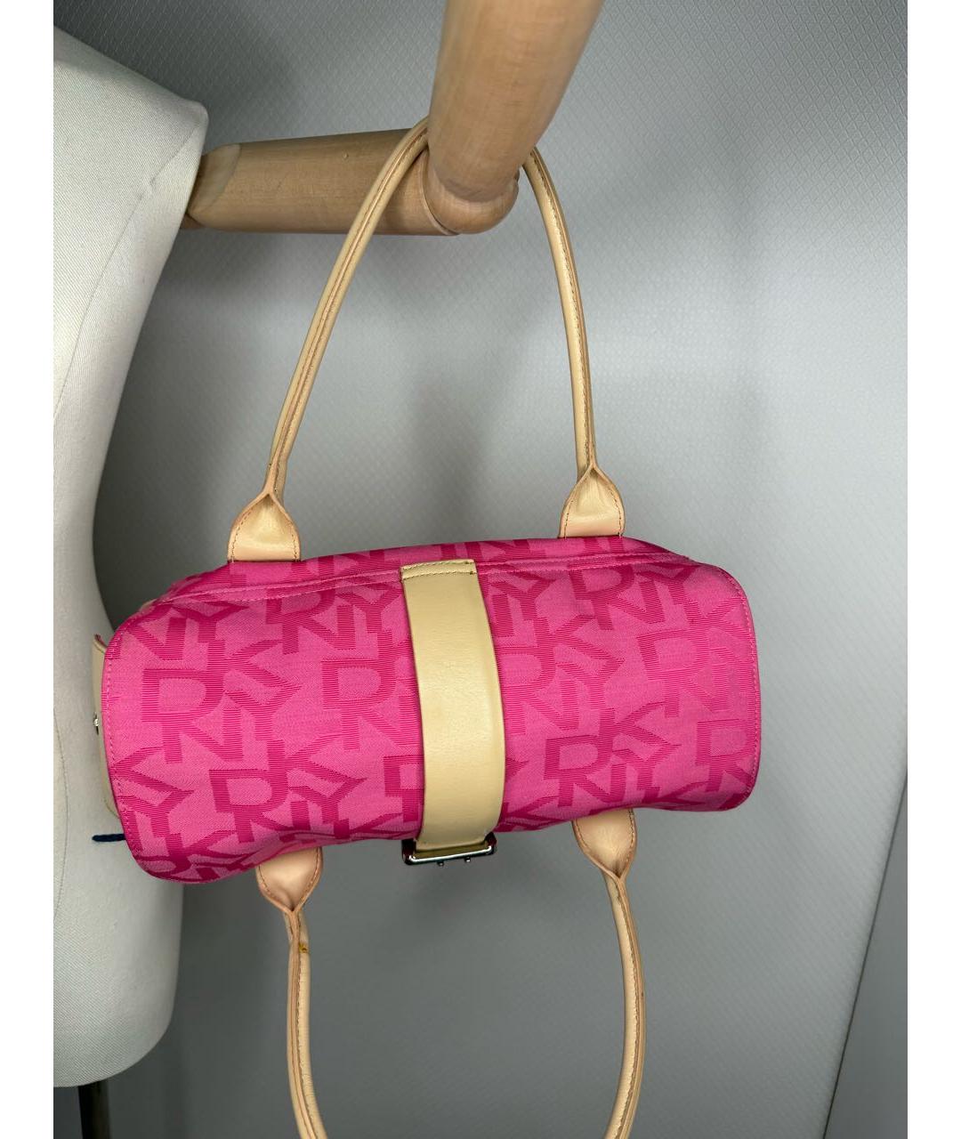 DKNY Розовая тканевая сумка с короткими ручками, фото 4
