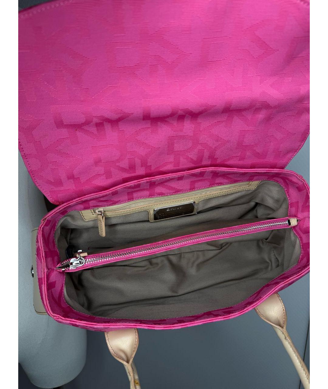 DKNY Розовая тканевая сумка с короткими ручками, фото 5