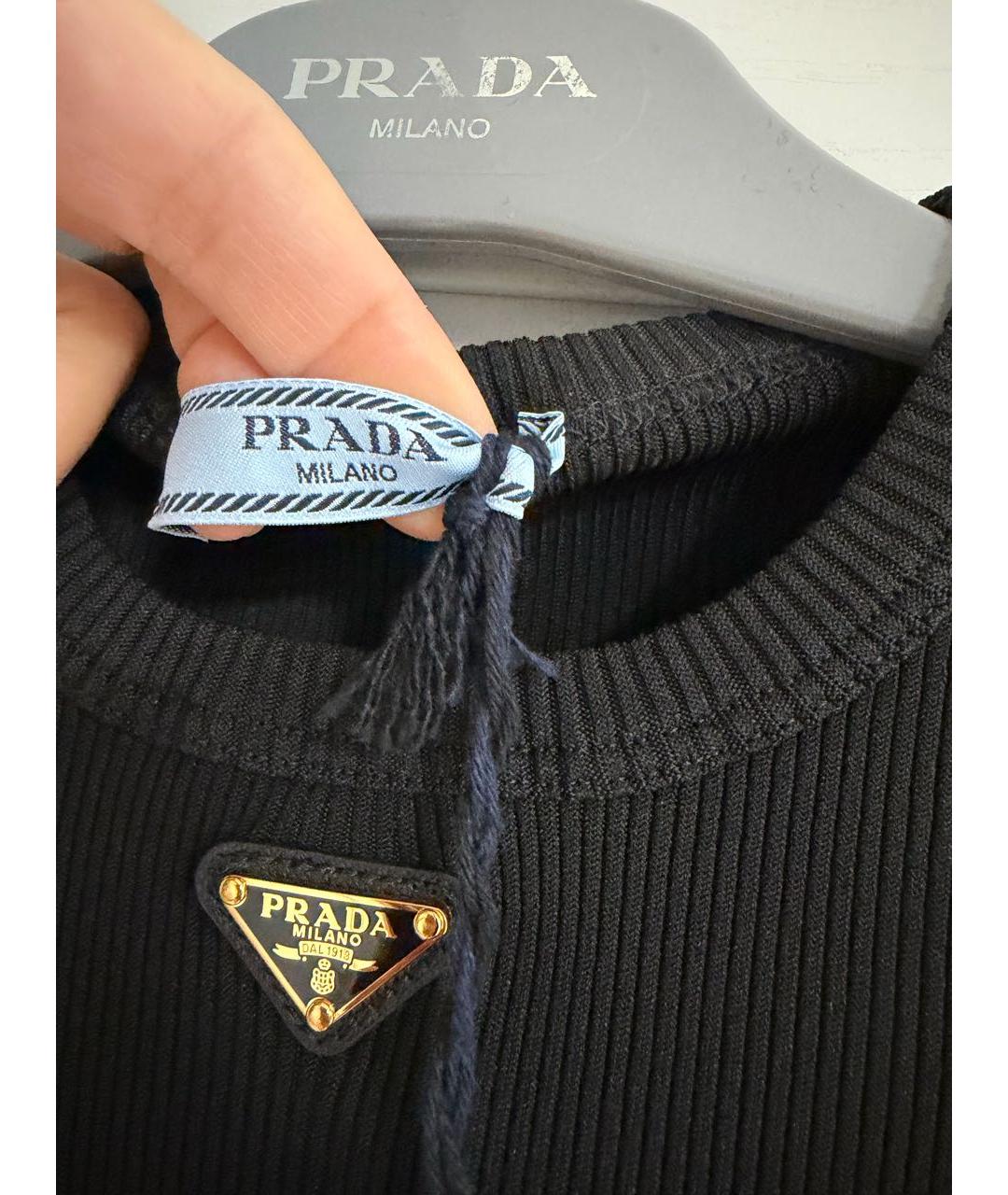 PRADA Черное вискозное повседневное платье, фото 4