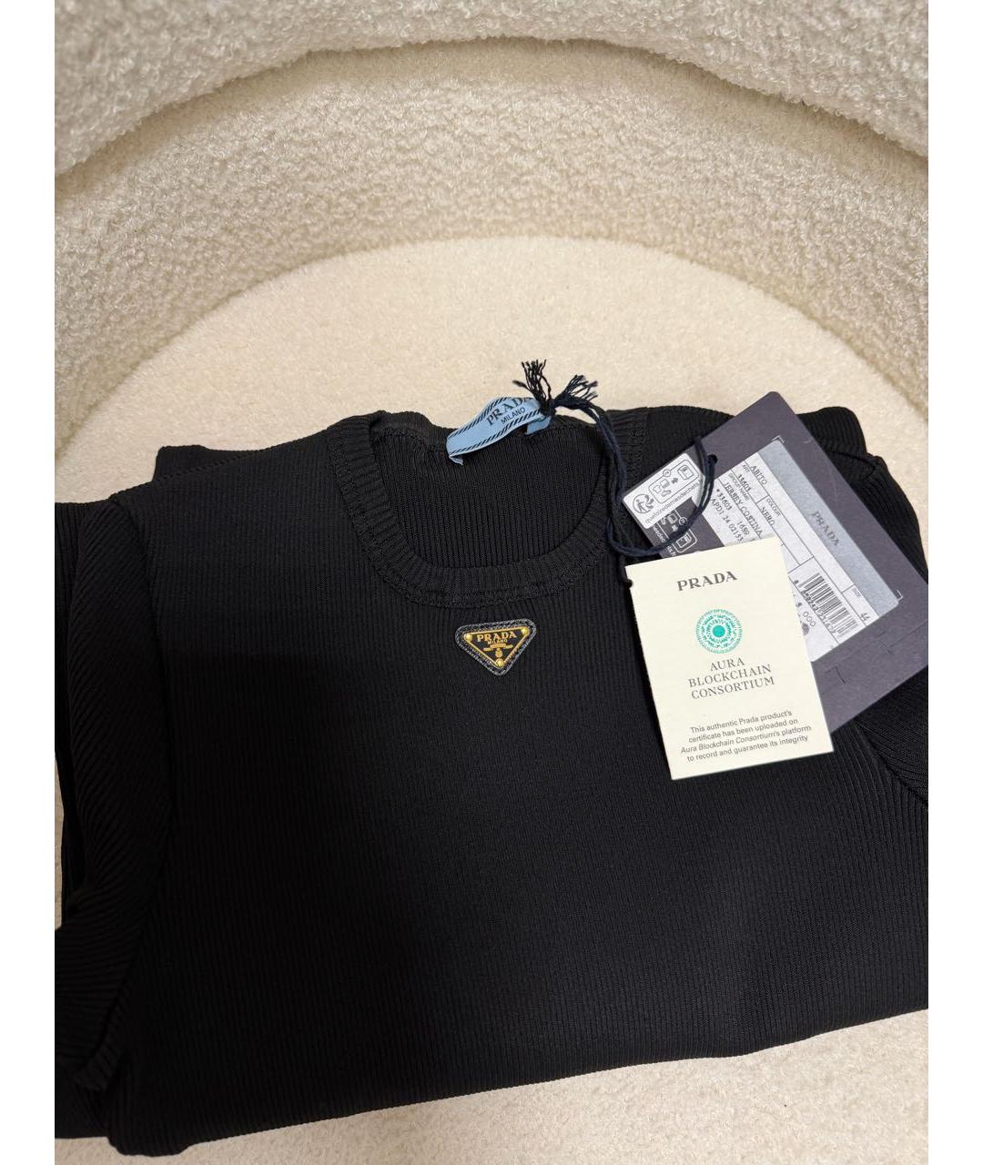 PRADA Черное вискозное повседневное платье, фото 3