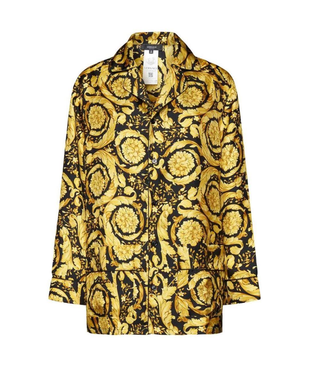 VERSACE Желтый шелковый костюм с брюками, фото 2