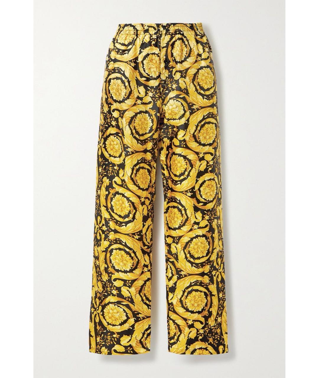 VERSACE Желтый шелковый костюм с брюками, фото 3