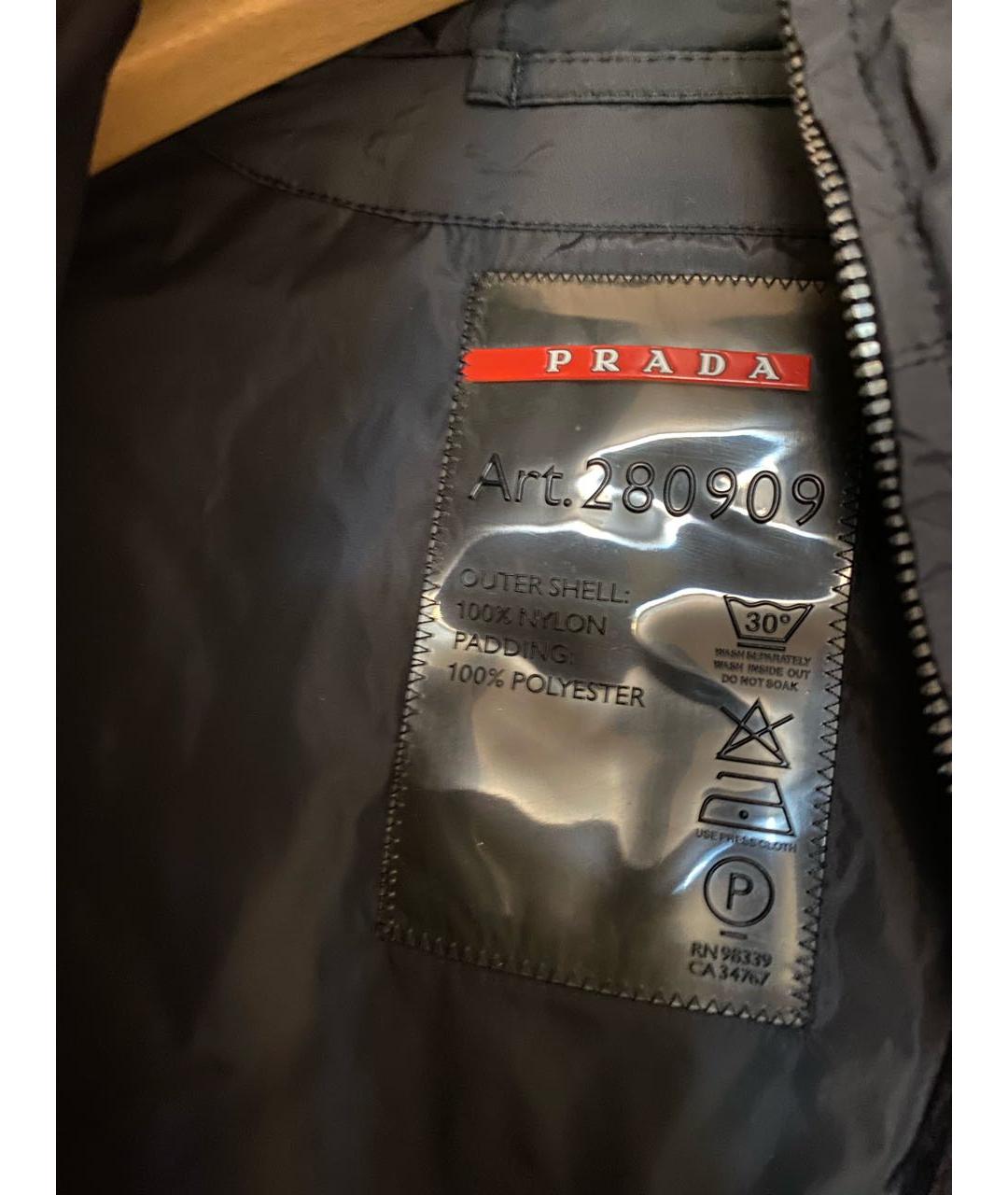 PRADA Черный полиэстеровый пуховик, фото 3
