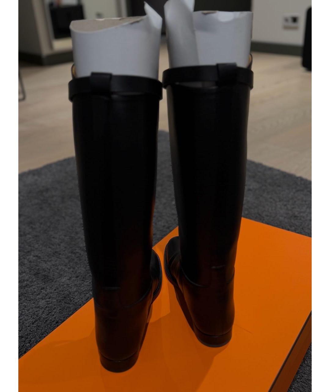 HERMES Черные кожаные сапоги, фото 3