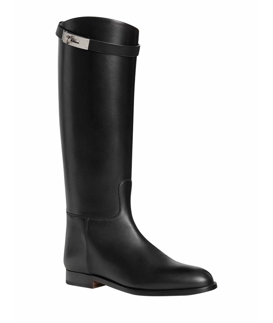 HERMES Черные кожаные сапоги, фото 1