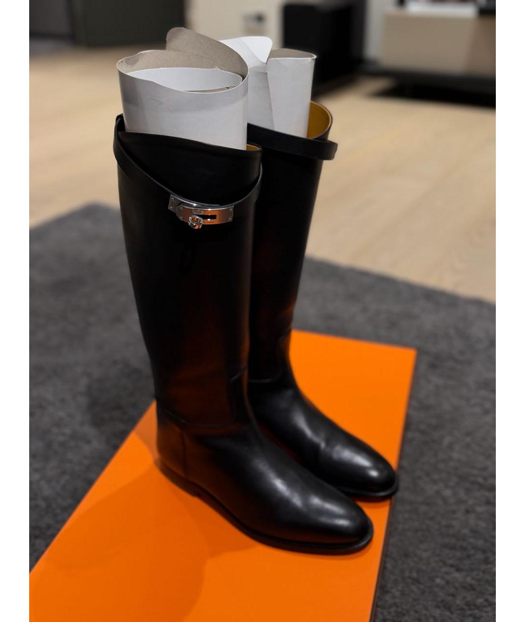 HERMES Черные кожаные сапоги, фото 6