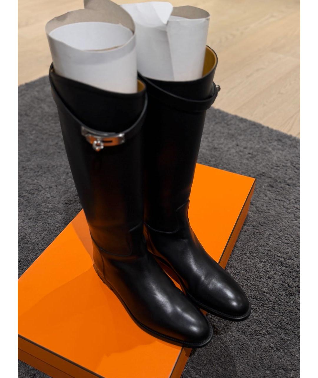 HERMES Черные кожаные сапоги, фото 4