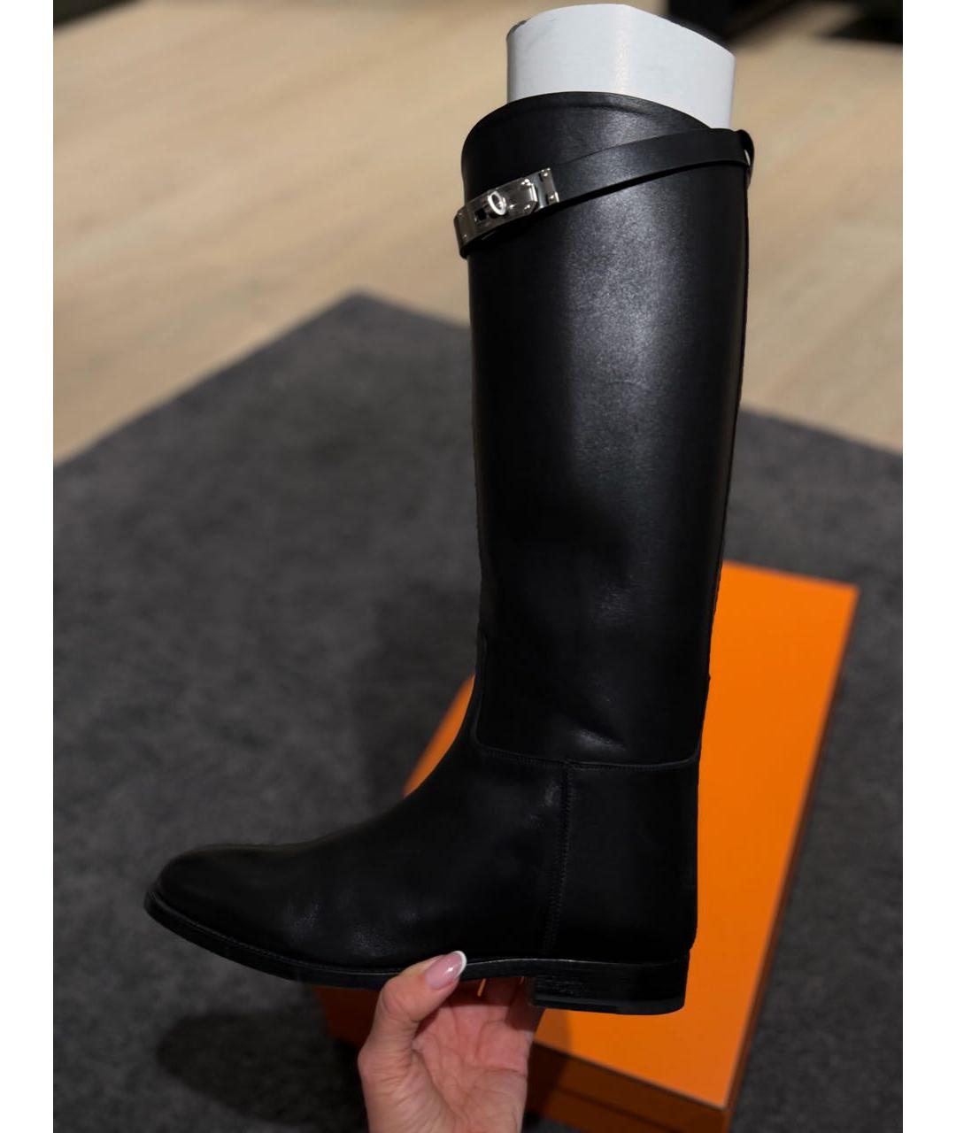 HERMES Черные кожаные сапоги, фото 5
