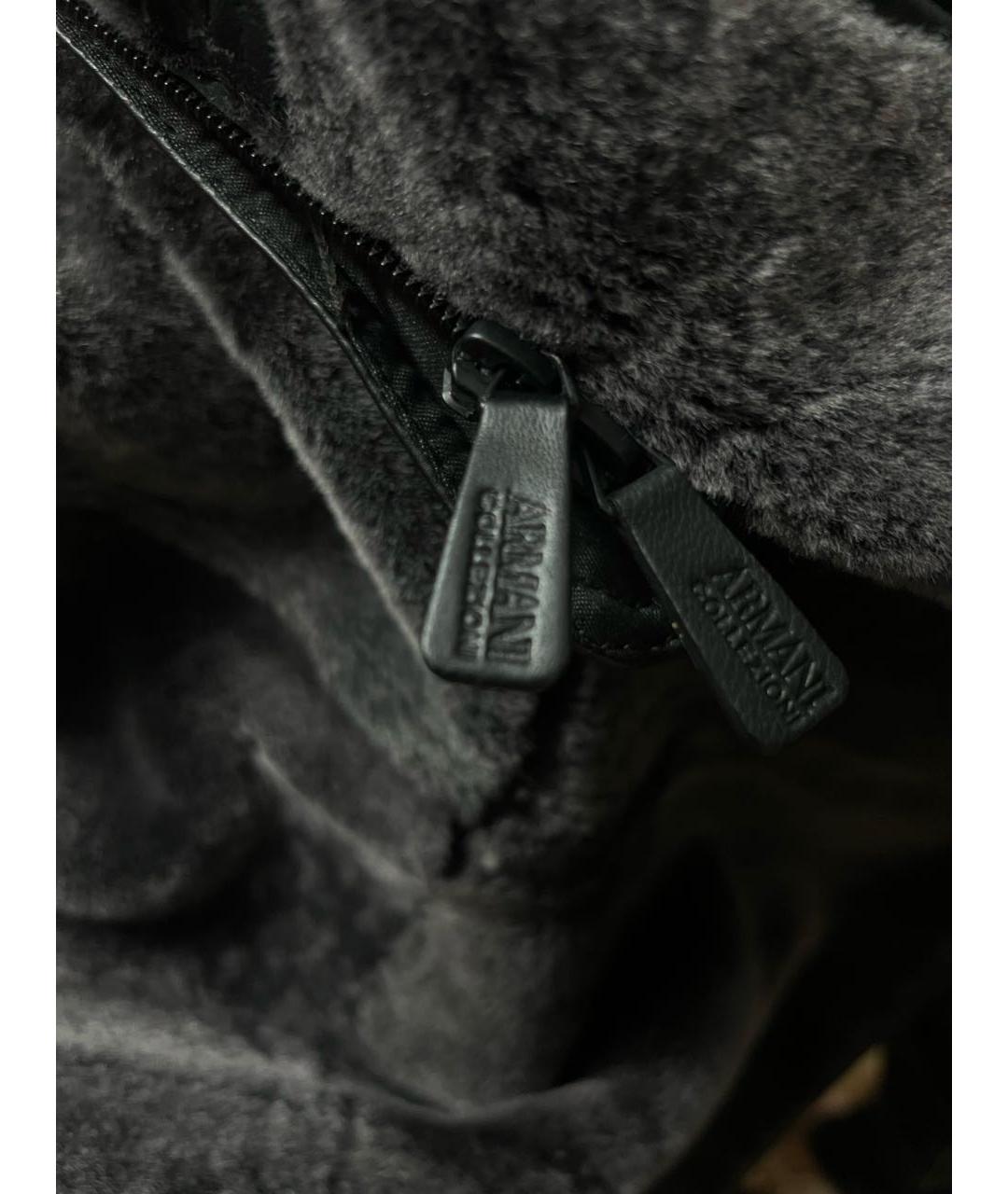 ARMANI COLLEZIONI Антрацитовая кожаная дубленка/шуба, фото 6