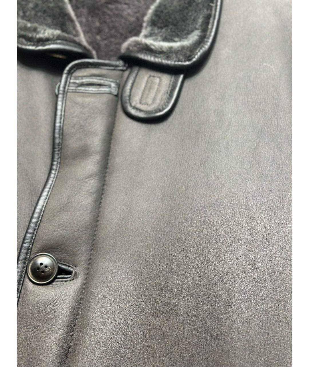 ARMANI COLLEZIONI Антрацитовая кожаная дубленка/шуба, фото 4