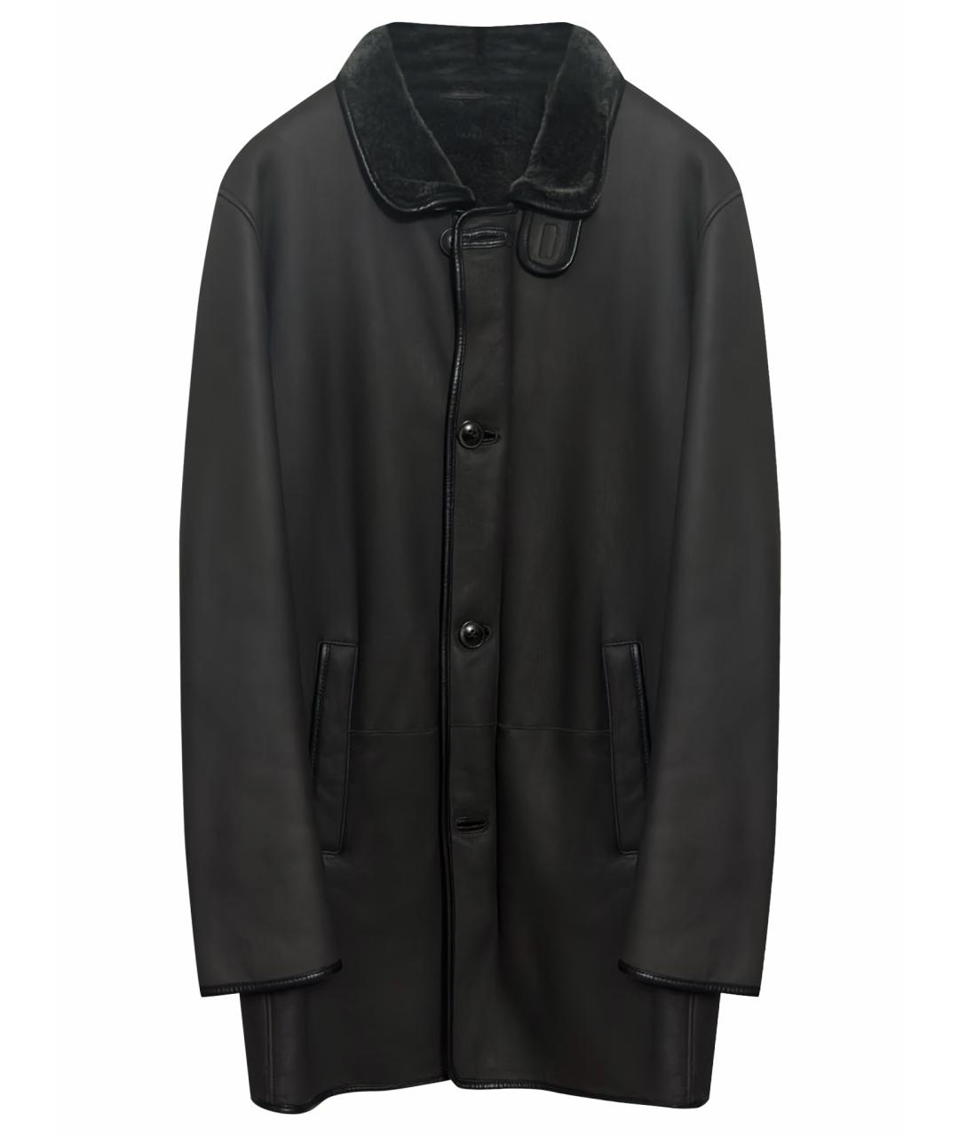 ARMANI COLLEZIONI Антрацитовая кожаная дубленка/шуба, фото 1