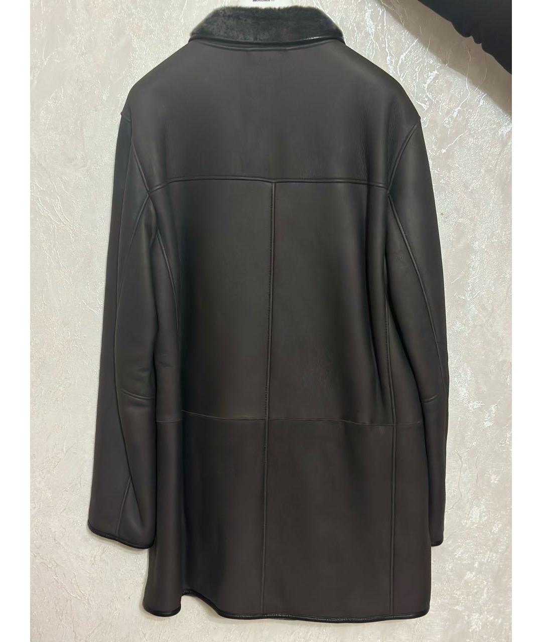 ARMANI COLLEZIONI Антрацитовая кожаная дубленка/шуба, фото 2