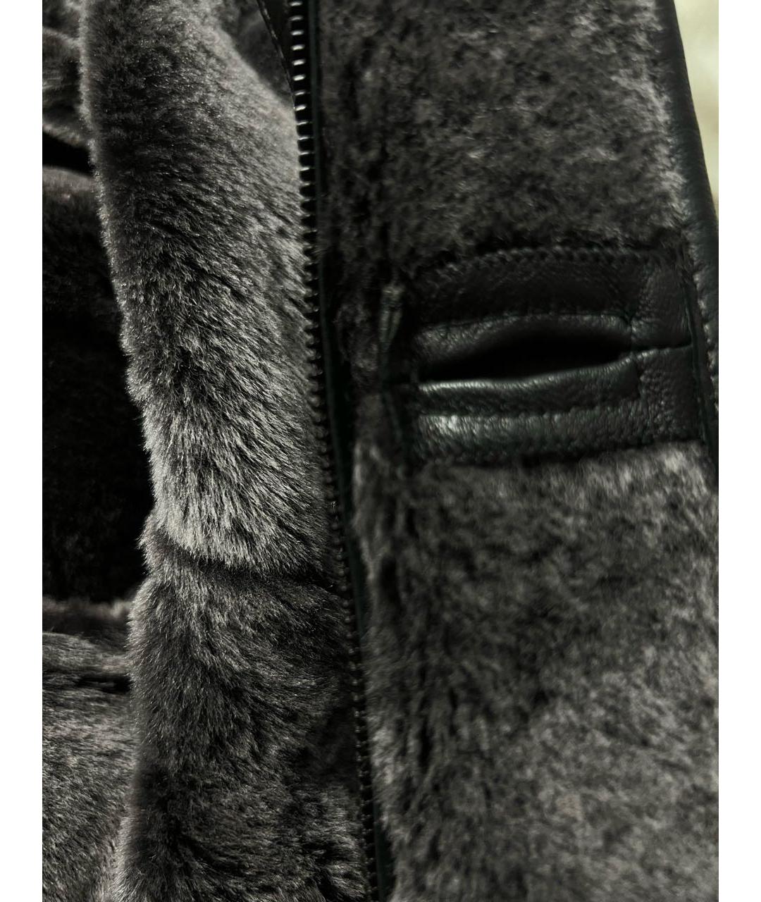 ARMANI COLLEZIONI Антрацитовая кожаная дубленка/шуба, фото 5
