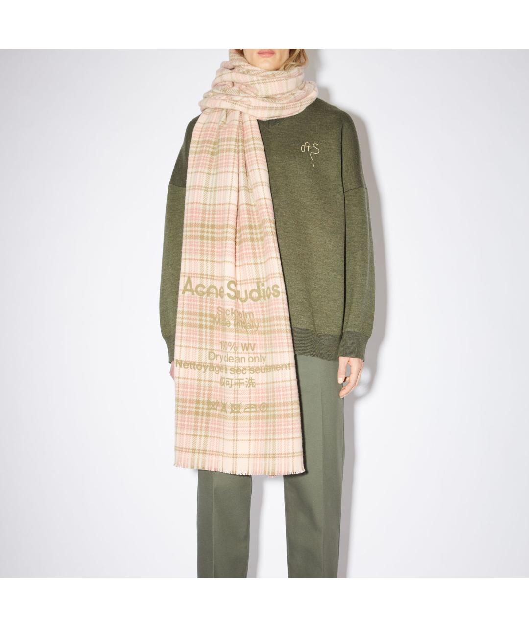 ACNE STUDIOS Розовый шерстяной платок, фото 3