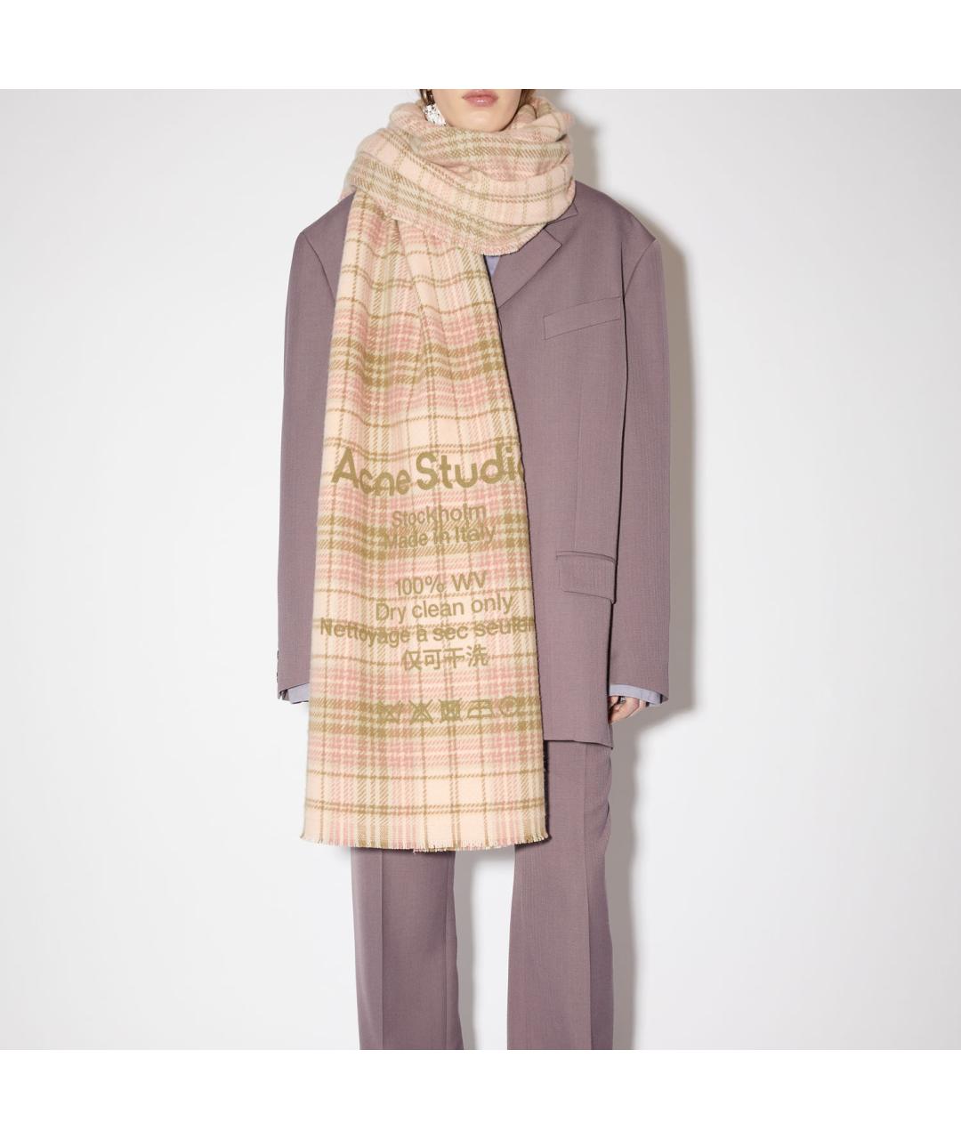 ACNE STUDIOS Розовый шерстяной платок, фото 2