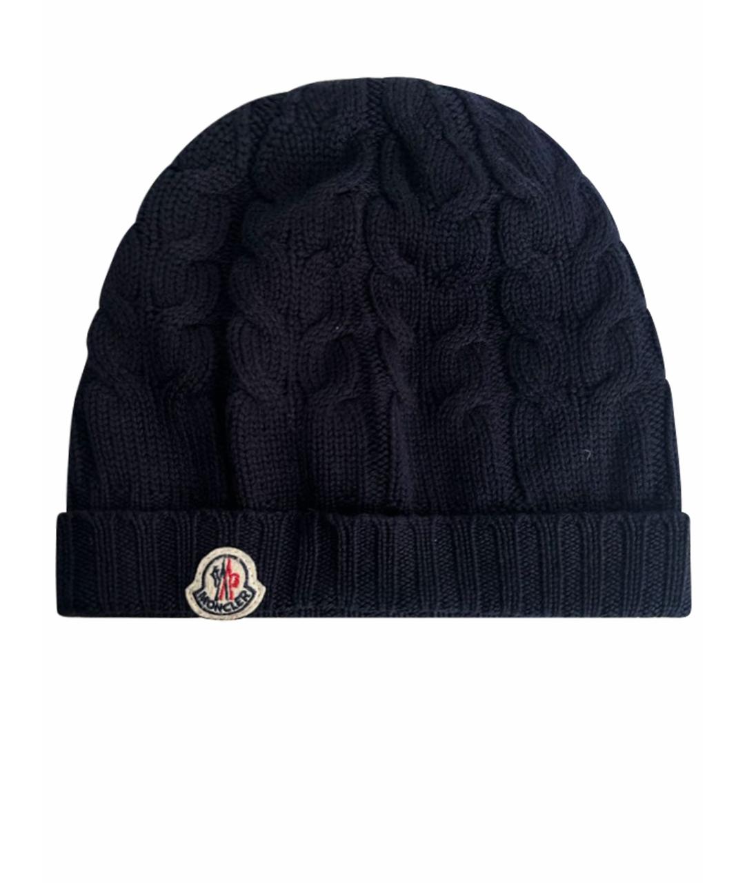 MONCLER Темно-синяя шапка, фото 1