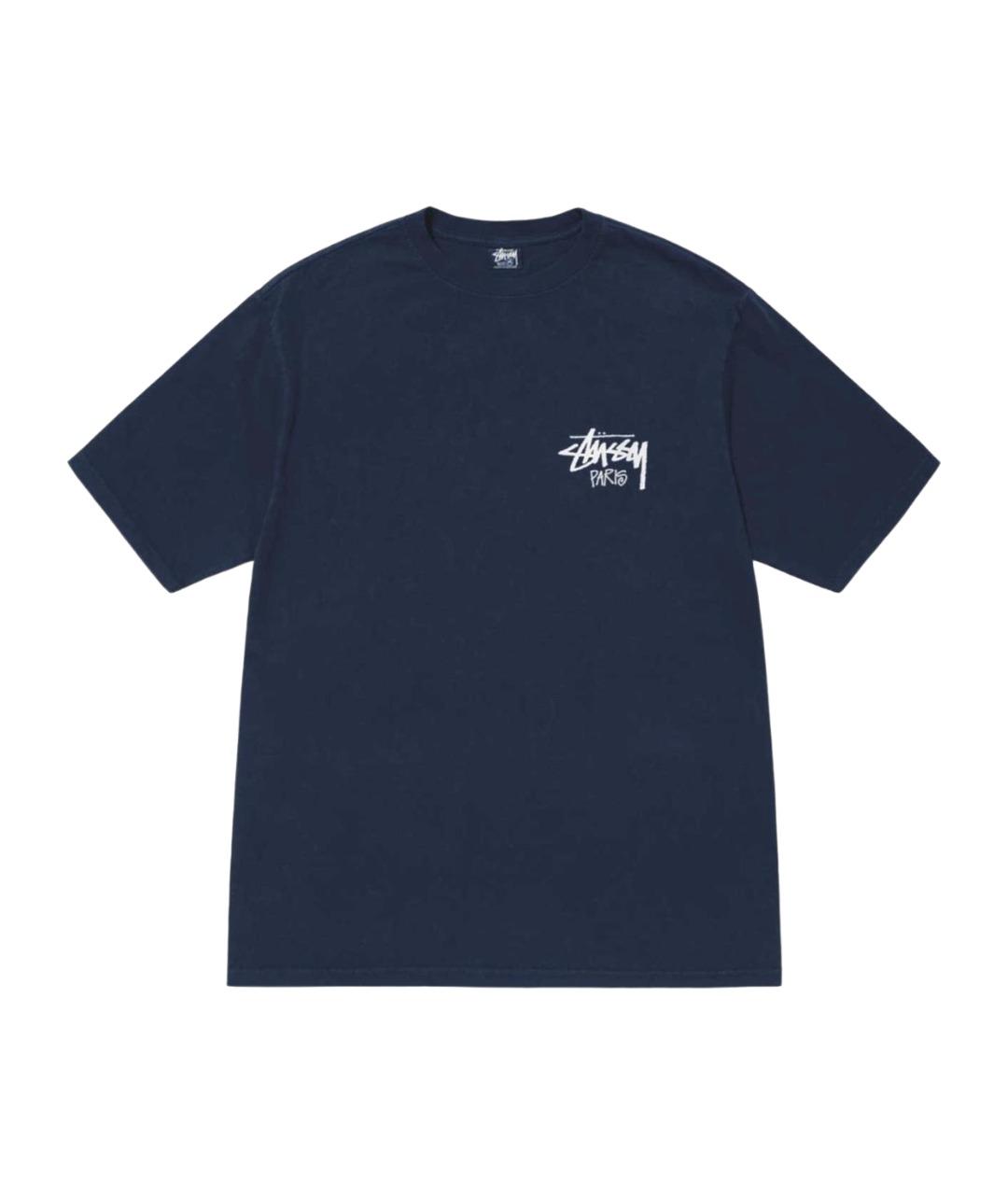 STUSSY Темно-синяя хлопковая футболка, фото 1