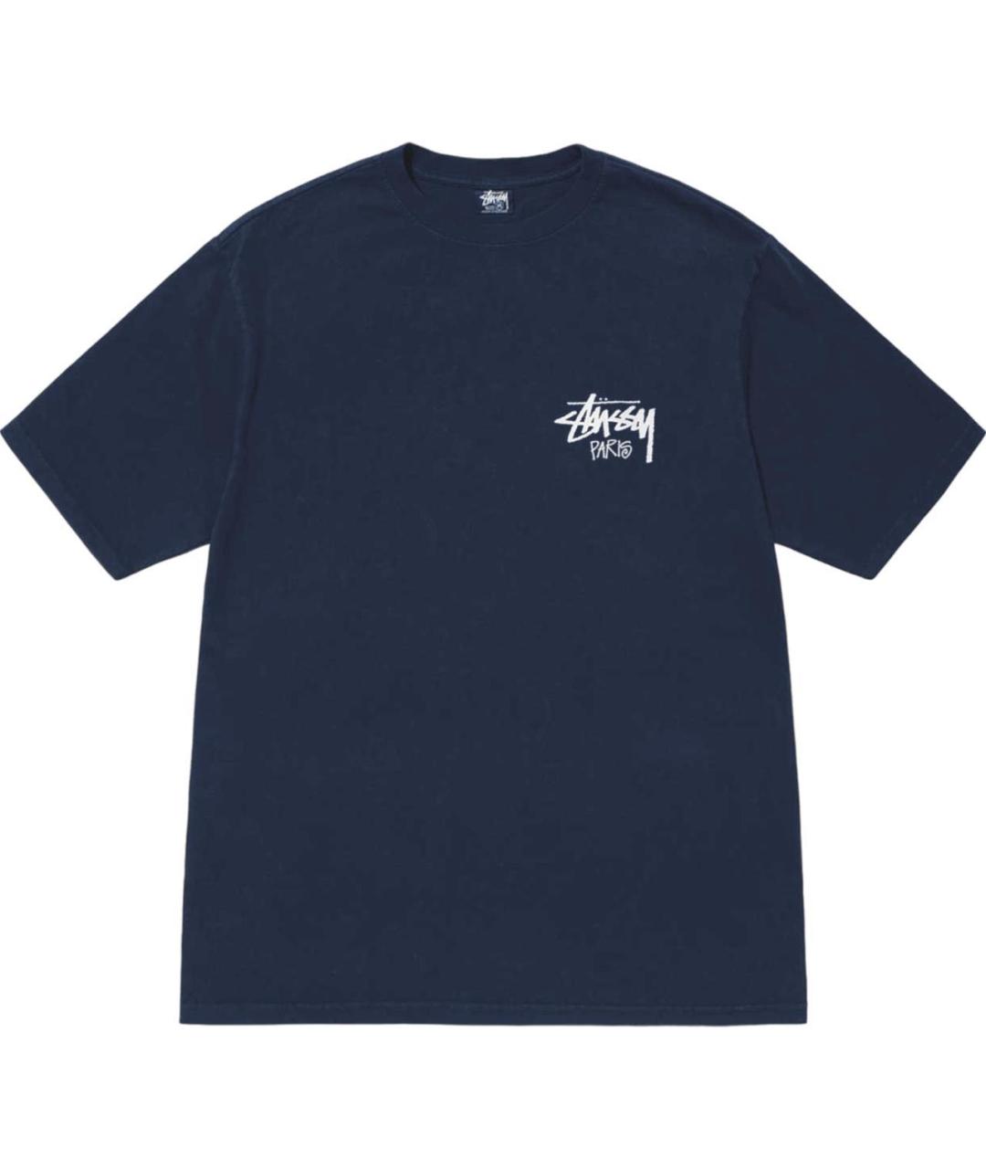 STUSSY Темно-синяя хлопковая футболка, фото 3