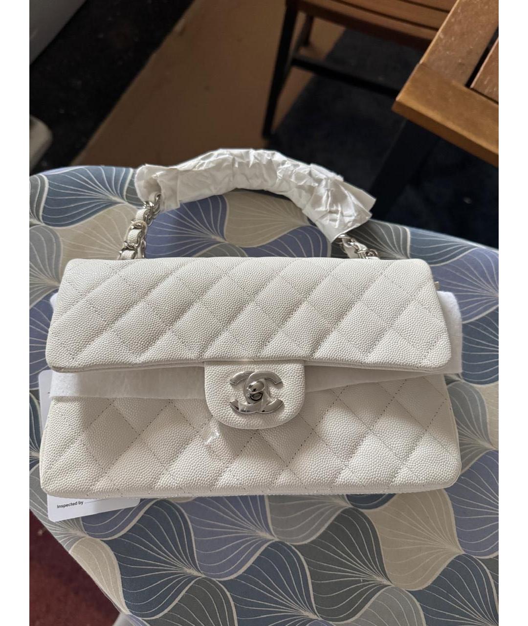 CHANEL Белая кожаная сумка через плечо, фото 2