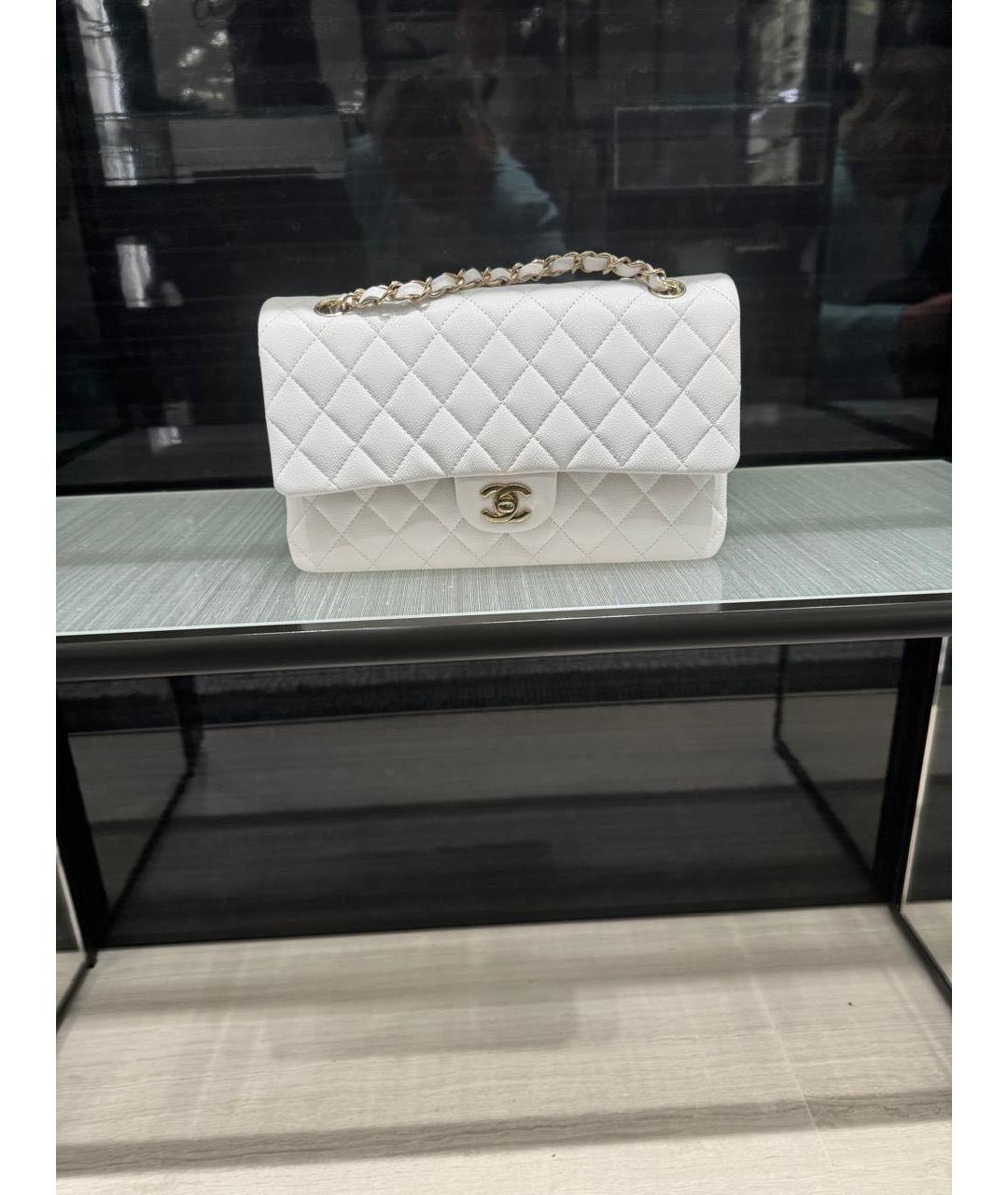 CHANEL Белая кожаная сумка через плечо, фото 3