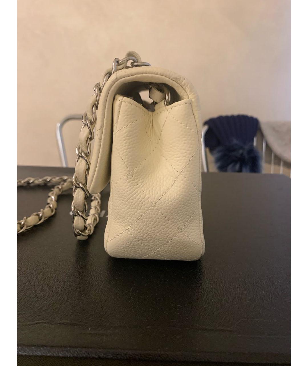 CHANEL Белая кожаная сумка через плечо, фото 4