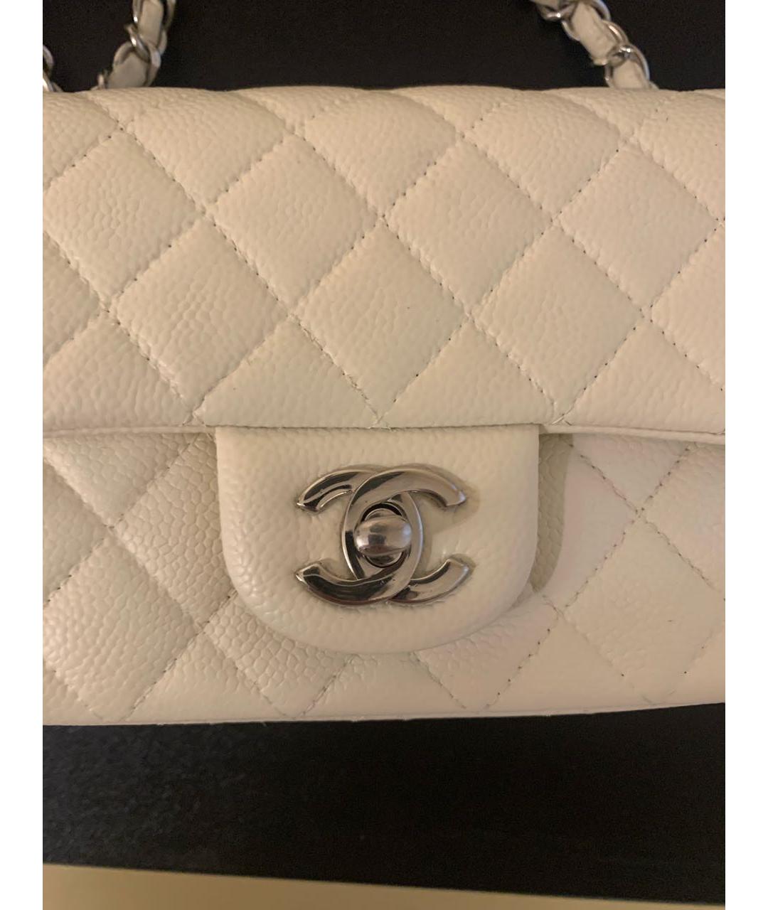 CHANEL Белая кожаная сумка через плечо, фото 5