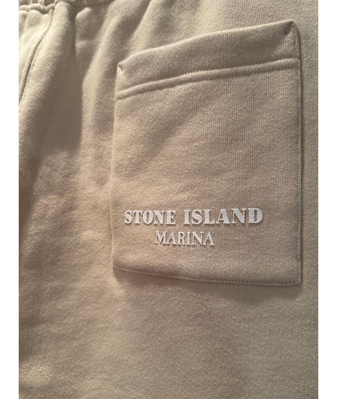 STONE ISLAND Бежевые хлопковые повседневные брюки, фото 3
