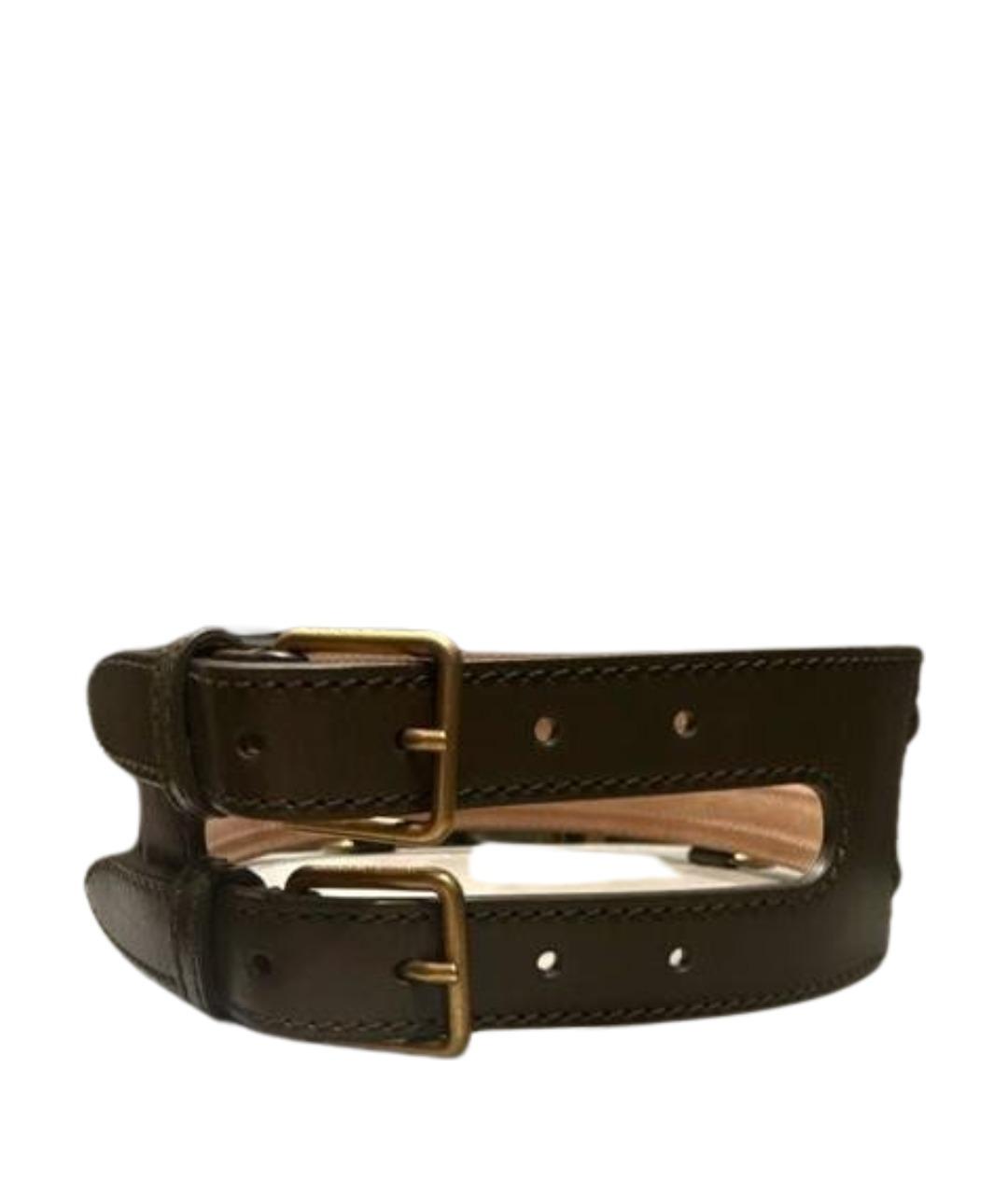 ALEXANDER MCQUEEN Хаки кожаный ремень, фото 1